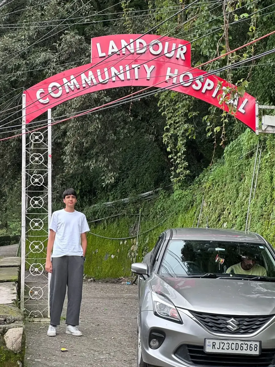 Kabir outside Landour Community Hospital